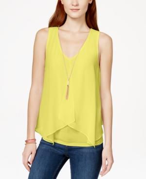 Bcx Juniors' Flyaway-front Tank Top With Necklace