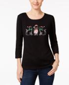 Karen Scott Petite Holiday Cats Graphic Top, Only At Macy's