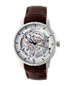 Heritor Automatic Ryder Brown & Silver & Silver Leather Watches 44mm