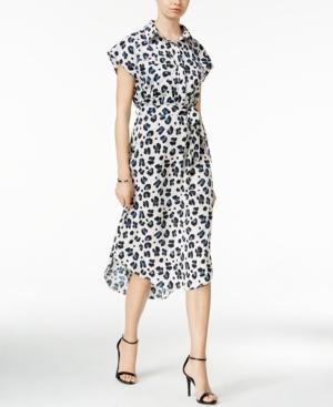 Bar Iii Short-sleeve Animal-print Shirdress, Only At Macy's