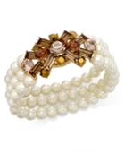Charter Club Gold-tone Imitation Pearl Imitation Topaz Bracelet, Only At Macy's