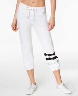 Calvin Klein Performance Cotton Metallic-stripe Cropped Sweatpants