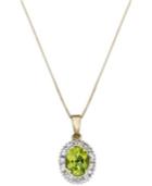 Peridot (1-1/2 Ct. T.w.) And Diamond (1/3 Ct. T.w.) Oval Pendant Necklace In 14k Gold