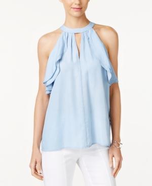 Marled Ruffle-trim Halter Top