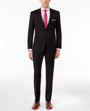 Vince Camuto Men's Slim-fit Black Tonal Grid Suit
