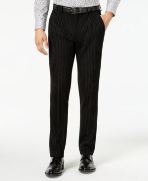 Bar Iii Men's Slim-fit Black Stripe Knit Suit Pants, Created For Macy's