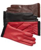 Charter Club Micro Faux Fur Lined Leather Tech Gloves, Created For Macy's