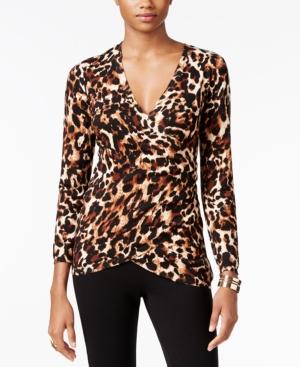 Thalia Sodi Printed Faux-wrap Sweater, Only At Macy's