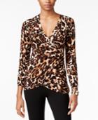 Thalia Sodi Printed Faux-wrap Sweater, Only At Macy's
