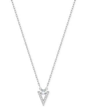 Swarovski Silver-tone Square Crystal And Pave Chevron Pendant Necklace