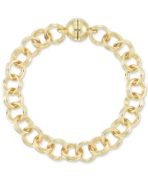 Signature Gold Double Link Chain Bracelet In 14k Gold Over Resin