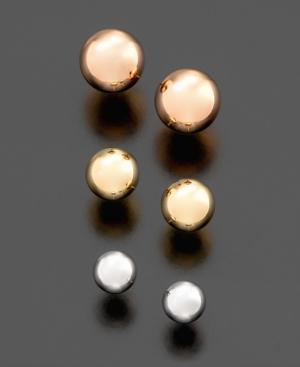 10k Gold Earrings Set, Tri-tone Studs