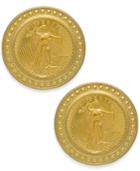 Genuine Us Eagle Coin Earrings In 22k And 14k Gold