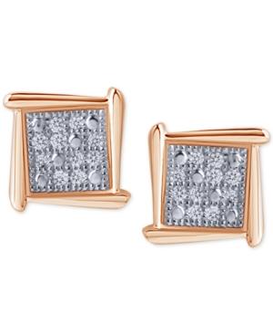 Diamond Accent Square Stud Earrings In 10k Rose Gold