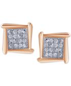 Diamond Accent Square Stud Earrings In 10k Rose Gold