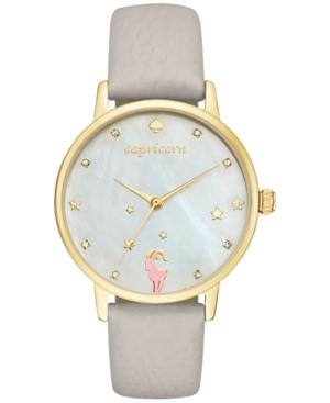 Kate Spade New York Women's Metro Zodiac Capricorn Gray Leather Strap Watch 34mm Ksw1193