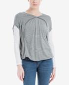 Max Studio London Striped Bubble-hem Top