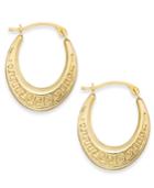 10k Gold Earrings, Greek Key Hoop Earrings