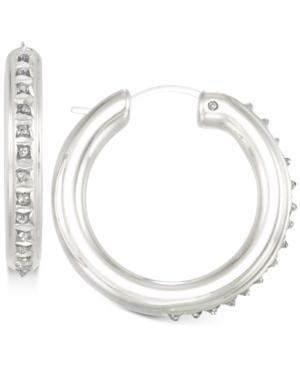 Signature Diamonds Tube Hoop Earrings In 14k Gold Over Resin Core Diamond And Crystallized Diamond Dust