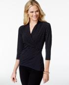 Charter Club Crossover Warp Top, Polka Dot Print