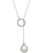 Inc International Concepts Silver-tone Imitation Pearl And Pave Circle Lariat Necklace, Only At Macy's