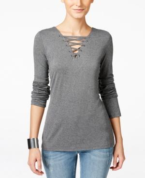 Inc International Concepts Lace-up Top, Only At Macy's