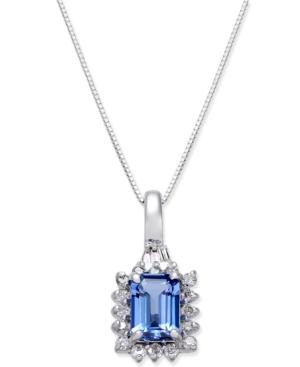 Tanzanite (1 Ct. T.w.) & Diamond (1/4 Ct. T.w.) Halo Pendant Necklace In 14k White Gold