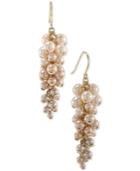 Carolee Gold-tone Imitation Pearl Shaky Cluster Drop Earrings