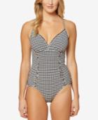Jessica Simpson Gingham-print Lace-up One-piece Swimsuit Women's Swimsuit