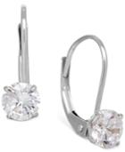 Solitaire Cubic Zirconia Hoop Earrings In 14k Yellow, White, Or Rose Gold