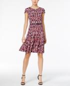 Jessica Howard Belted Printed Fit & Flare Dress