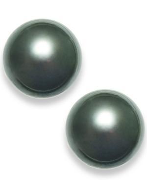 Tahitian Pearl (13mm) Stud Earrings In 14k White Gold