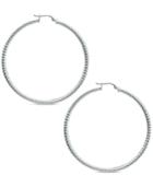 Large Textured Hoop Earrings In Sterling Silver