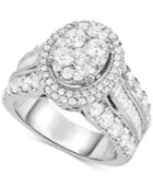 Diamond Oval Cluster Ring (3 Ct. T.w.) In 14k White Gold