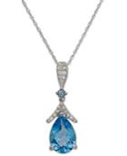 Blue Topaz (1-5/8 Ct. T.w.) And Diamond Accent Pendant Necklace In 14k White Gold