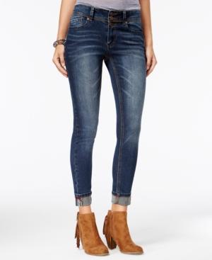 Indigo Rein Juniors' Cuffed Fischer Wash Skinny Jeans