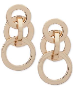 Anne Klein Gold-tone Interlocking Circles Drop Earrings