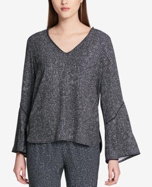 Calvin Klein Printed Flare-sleeve Top