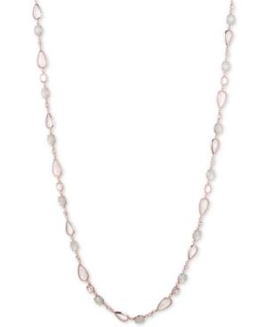 Anne Klein Faceted Stone And Crystal Long Statement Necklace