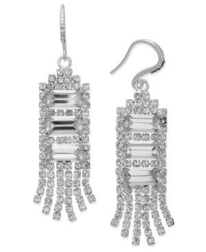 Charter Club Silver-tone Crystal Multi-chain Drop Earrings