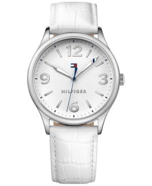 Tommy Hilfiger Women's White Leather Strap Watch 38mm 1781594