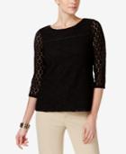 Charter Club Petite Mixed-lace Top, Created For Macy's