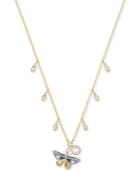 Swarovski Two-tone Crystal & Imitation Pearl Butterfly Pendant Necklace, 14-4/5 + 3 Extender