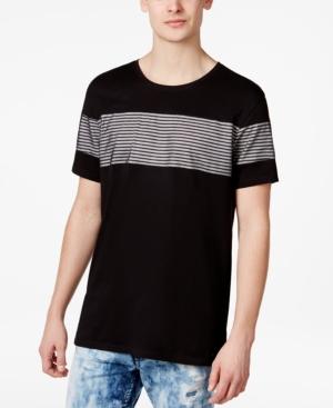 Guess Men's Stream Mesh Stripe Longline Cotton T-shirt