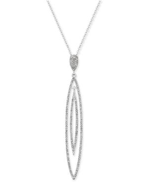 Inc International Concepts Silver-tone Double Navette Pave Pendant Necklace, Created For Macy's