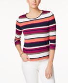 Charter Club Petite Cotton Mixed-stripe Top, Only At Macy's