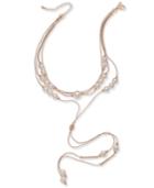 Inc International Concepts Rose Gold-tone Imitation Pearl Multi-strand Lariat Choker Necklace, 14 + 3 Extender, Created For Macy's