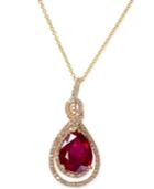 Effy Ruby (2-2/3 Ct. T.w.) And Diamond (1/4 Ct. T.w.) Pendant Necklace In 14k Gold