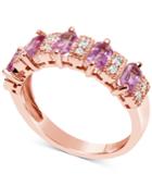Pink Sapphire (3-1/6 Ct. T.w.) And Diamond (1/6 Ct. T.w.) Ring In 14k Rose Gold