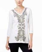 Jm Collection Petite Embroidered Tunic, Only At Macy's
